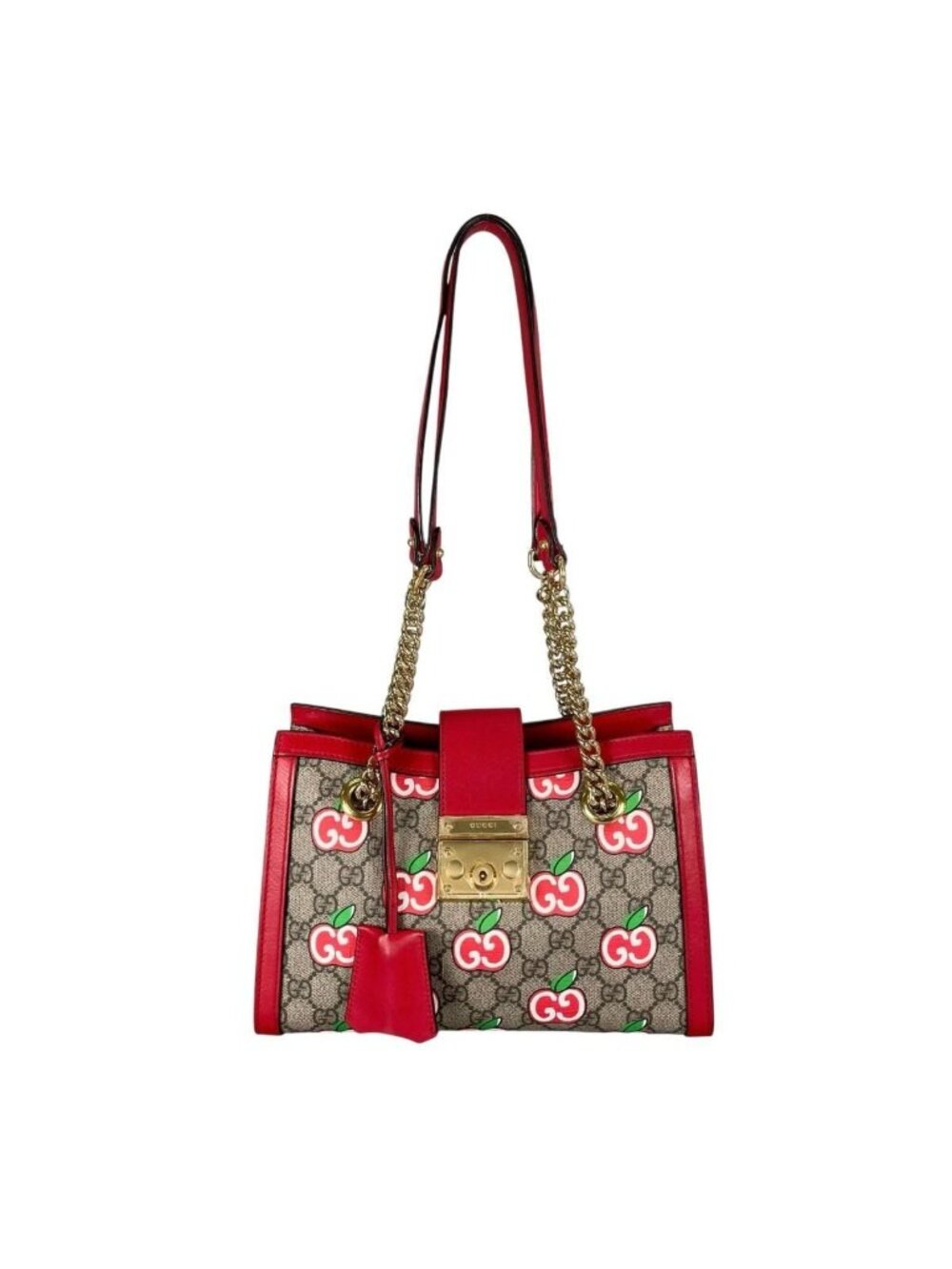 Gucci GG Apple Shoulder Bag Padlock Bag Beige Red Multicolor